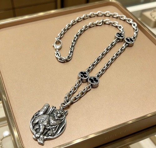 Gucci 2026 Couple Fashion Retro Versatile Wolf Pendant Necklace 60CM