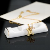Louis Vuitton Fashion Versatile Diamond studded Letter Necklace