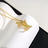 Louis Vuitton Fashion Versatile Diamond studded Letter Necklace