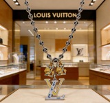 Louis Vuitton Couple Retro Versatile Enamel Logo Pendant Necklace 60 CM