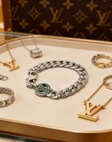 Louis Vuitton Couple Fashion Retro Punk Cuban Chain Bracelet