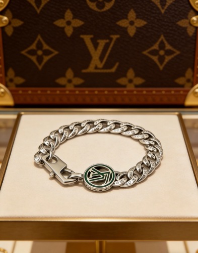 Louis Vuitton Couple Fashion Retro Punk Cuban Chain Bracelet