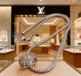 Louis Vuitton Couple Retro Versatile Wide Ring Pendant Necklace 60 CM