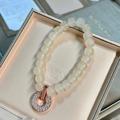 Bvlgari Fashion Versatile Diamond Set Round Brand Natural Yellow Jade Bracelet