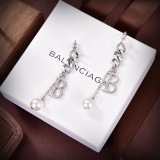 Balenciaga Fashion Versatile Letter Pearl Tassel Earrings