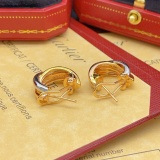Cartier Classic Fashion Versatile Three Color Smooth Fried Dough Twists Earrings