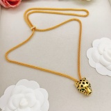 Cartier Classic Fashion Versatile Gold Rope Leopard Head Necklace