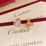 Cartier Classic Fashion Versatile Diamond Set Three Color Fried Dough Twists Earrings