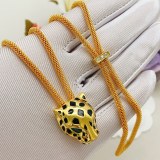 Cartier Classic Fashion Versatile Gold Rope Leopard Head Necklace