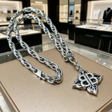 Balenciaga Couple Hip Hop Retro Versatile Clover BB Pendant Necklace