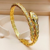 Bvlgari Fashion Versatile Gold Full Diamond Spirit Snake Bracelet
