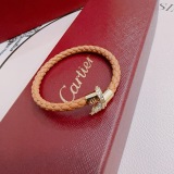 Cartier Couple Classic Fashion Versatile Diamond studded Leather Rope Bracelet