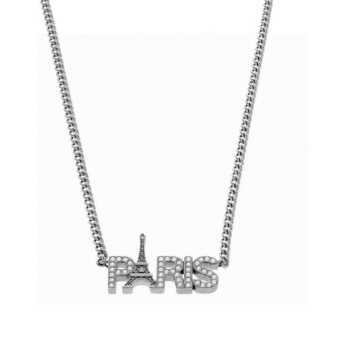 Balenciaga Classic Fashion Paris Tower Diamond studded Letter Cuban Chain Necklace