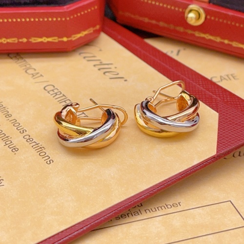 Cartier Classic Fashion Versatile Three Color Smooth Fried Dough Twists Earrings