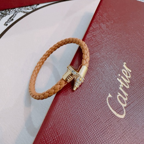 Cartier Couple Classic Fashion Versatile Diamond studded Leather Rope Bracelet