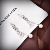 Balenciaga Fashion Versatile Letter Pearl Tassel Earrings