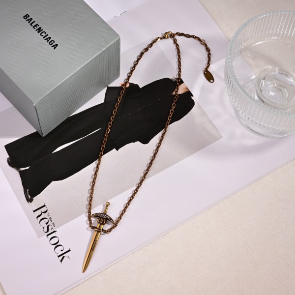 Balenciaga Couple Hip Hop Retro Versatile Sword Pendant Necklace