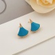 Bvlgari Classic Fashion Versatile Rose Gold Blue Shell Fan Earstuds