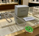 Balenciaga Retro Versatile Woven Chain BB Pendant Necklace