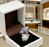 Bvlgari Personalized Fashion Versatile Double Pearl Diamond Set Ring