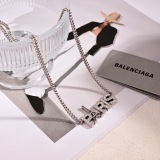 Balenciaga Classic Fashion Paris Tower Diamond studded Letter Cuban Chain Necklace