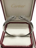 Cartier Classic Fashion Retro Diamond Set Leopard Head Bracelet