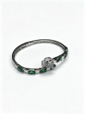Cartier Classic Fashion Retro Diamond Set Leopard Head Emerald Bracelet