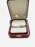 Cartier Classic Fashion Retro Diamond Set Leopard Head Pearl Bracelet