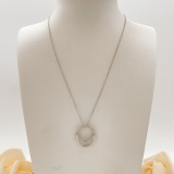 Cartier Classic Fashion Versatile Silver Diamond Set Double Circular Pendant Necklace