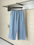 Loewe Fashion Embroidered Logo Water Washed Short Sleeve Shirt Couple Versatile Casual Jeans Set