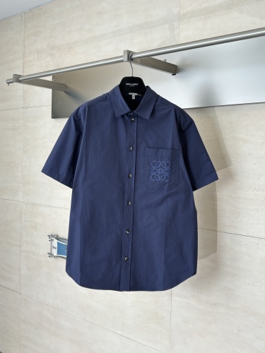 Loewe Fashion Versatile Embroidered Logo Casual Short Sleeve Shirt