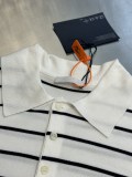 Prada Classic Embroidered Logo Striped Short Sleeve Knitted Polo Collar