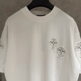 Chrome Hearts Fashion Embroidered Cross Short Sleeve Couple Versatile Loose T-shirt