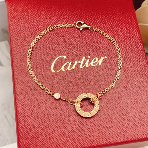 Cartier Classic Fashion Versatile Single Diamond Letter Round Cake Bracelet