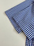Loewe 26SS Fashion Versatile Embroidered Logo Blue White Grid Casual Short Sleeve Shirt