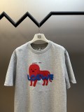 Loewe Fashion Toothbrush Embroidered Logo Little Monster Short Sleeve Couple Versatile Casual T-shirt