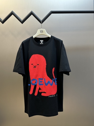 Loewe Fashion Toothbrush Embroidered Logo Little Monster Short Sleeve Couple Versatile Casual T-shirt
