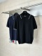 Prada 26SS Fashion Versatile Logo Jacquard Mesh Knitted Short Sleeve Polo Shirt