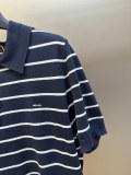 Prada Classic Embroidered Logo Striped Short Sleeve Knitted Polo Collar