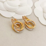 Cartier Classic Fashion Versatile Three Color Diamond Set Round Earrings