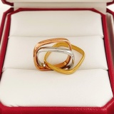 Cartier Couple Classic Fashion Versatile Color Blocked Square Ring