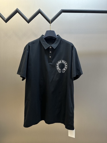 Chrome Hearts Fashion Sanskrit Horseshoe Print Casual Versatile Polo Shirt