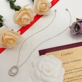 Cartier Classic Fashion Versatile Silver Diamond Set Double Circular Pendant Necklace
