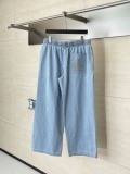 Loewe Fashion Embroidered Logo Water Washed Short Sleeve Shirt Couple Versatile Casual Jeans Set
