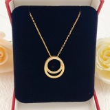 Cartier Classic Fashion Versatile Silver Diamond Set Double Circular Pendant Necklace