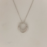 Cartier Classic Fashion Versatile Silver Diamond Set Double Circular Pendant Necklace