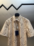 Louis Vuitton Fashion Full Logo Short Sleeve Shirt Couple Versatile Casual Shorts Set