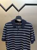 Prada Classic Embroidered Logo Striped Short Sleeve Knitted Polo Collar