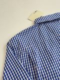Loewe 26SS Fashion Versatile Embroidered Logo Blue White Grid Casual Short Sleeve Shirt