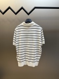 Prada Classic Embroidered Logo Striped Short Sleeve Knitted Polo Collar